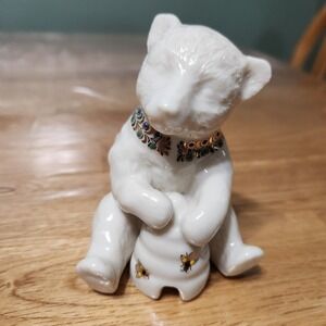 1996 Lenox China Jewels Collection Honey Bear Figurine With Bee And Pot U.S.A.